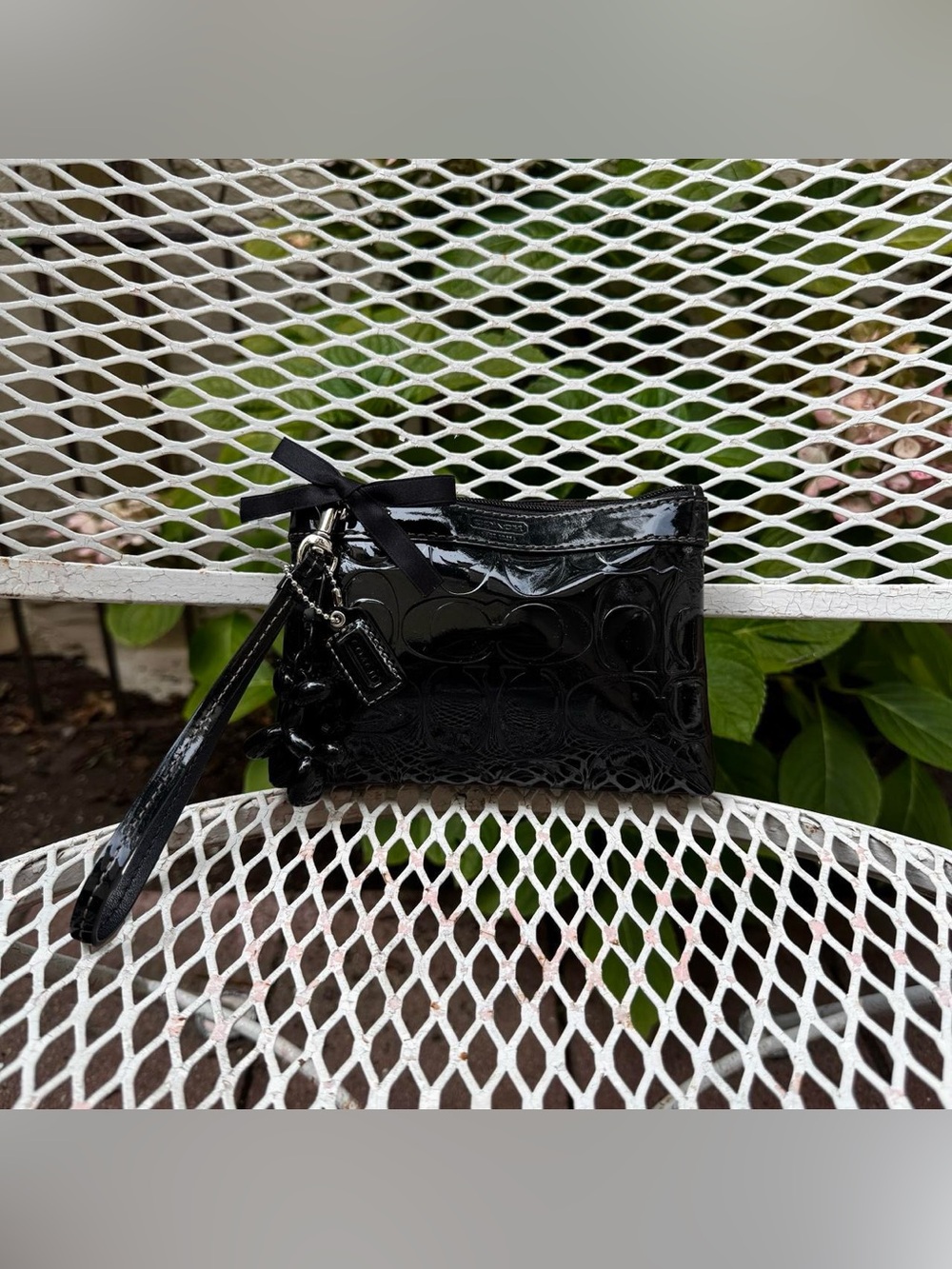 Coach Black Patent Leather Wristlet